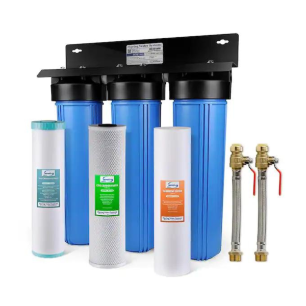 3-Stage Whole House Water Filtration System with Iron and Manganese Reducing Filter and 3/4 in. Push-Fit Hose Connectors